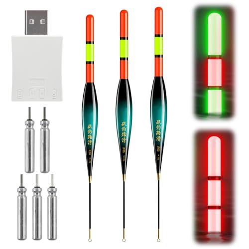 ACAREY 3 Stück LED Posen Angeln Wurfpose Set...