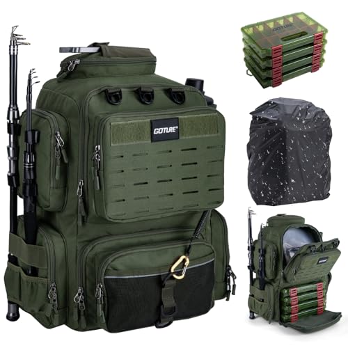 Goture Angelrucksack mit 4 Köderbox Angeln,...